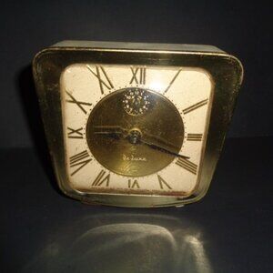 Antique De Luxe Alarm Clock, All Mechanical Wind 1950's Needs Repair
